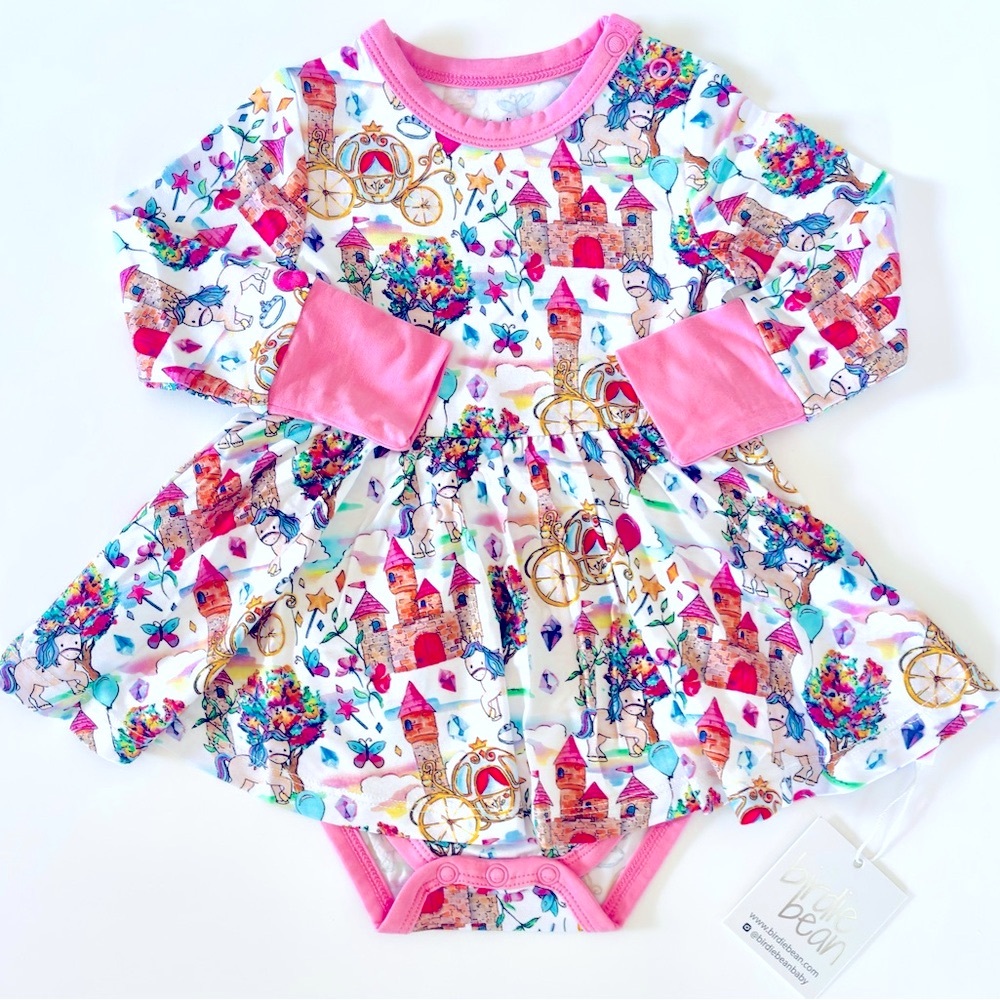 Nwt Birdie Bean Ella Long Sleeve Bamboo Bodysuit Dress